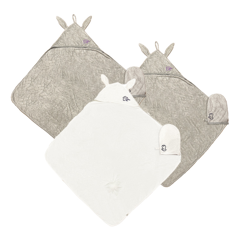 Bundle of 3 - The Cotton Tale 100% Organic Bamboo Bunny Hooded Towel